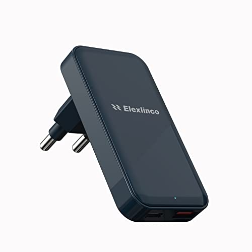 20W 2-Port USB C Ladegerät, Elexlinco USB C Netzteil PD 3.0 USB C Power Adapter Ladestecker kompatibel für iPhone, iPad, Samsung Galaxy, Nexus, HTC, Motorola, LG und viele mehr (Blau) von Elexlinco