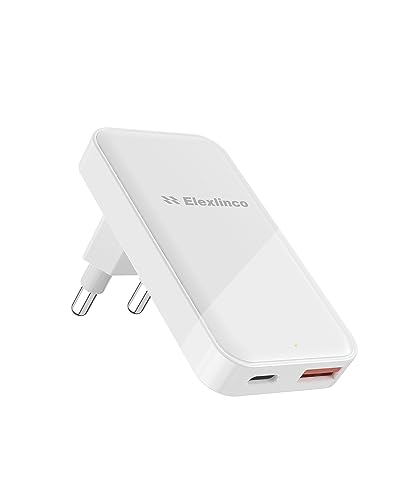 35W USB C Ladegerät, Elexlinco 2-Port Schnell Kompakt USB C Netzteil, PD 3.0 USB C Power Adapter Ladestecker Kompatibel für iPhone, iPad, Samsung Galaxy, Nexus, HTC, Motorola, LG und Viele Mehr (Weiß) von Elexlinco