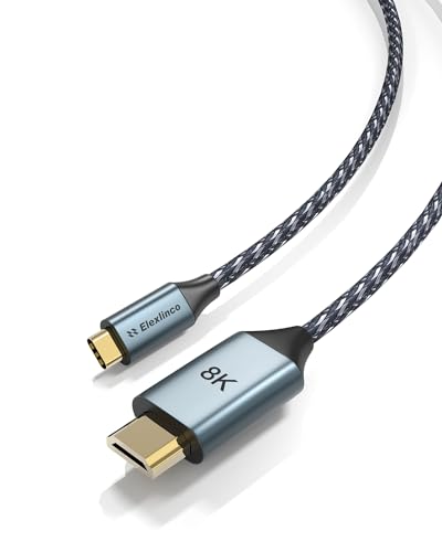 Elexlinco USB C HDMI Cable, 2M Lang USB Type C, Unterstützung 8K@60Hz /4K@120Hz, Unterstützen HDR Bildschirm, Type-C Thunderbolt 3 to HDMI Adapter Compatible with MacBook Pro/Air, iPad, Dell Elexlinco USB C HDMI Cable, 2M Lang USB Type C, Unterstützung 8K@60Hz /4K@120Hz, Unterstützen HDR Bildschirm, Type-C Thunderbolt 3 to HDMI Adapter Compatible with MacBook Pro/Air, iPad, Dell von Elexlinco