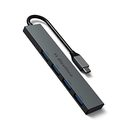 USB C Hub, Elexlinco USB 3.0 Hub Adapter, USB C Auf USB A Hub mit 4 Ports, 5Gbit/s Datenubertragung, Extra Slim Kompatibel mit MacBook Air/Pro, iPad, PC Laptop fur Computer und Mehr Type C Geraten von Elexlinco