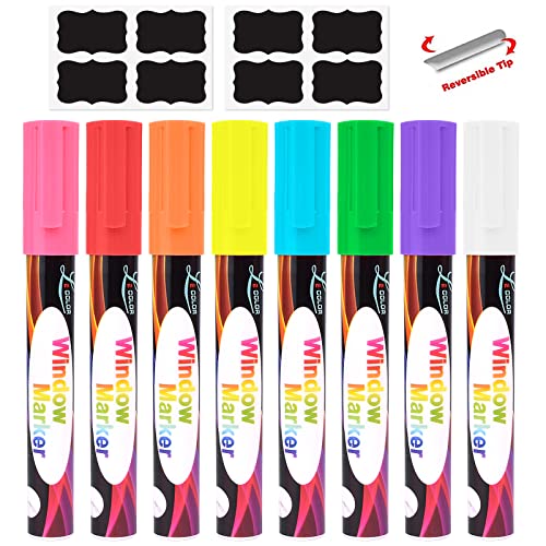 Elezeal Abwischbare Kreidestifte, 8 Stück, Neonfarben, Kreidemarker auf Whiteboard, Kreidetafel, Fenster, Tafel – mit gratis 8 Kreidetafel-Etiketten, 6 mm, wendbare Rundspitze und Keilspitze Elezeal Abwischbare Kreidestifte, 8 Stück, Neonfarben, Kreidemarker auf Whiteboard, Kreidetafel, Fenster, Tafel – mit gratis 8 Kreidetafel-Etiketten, 6 mm, wendbare Rundspitze und Keilspitze von Elezeal