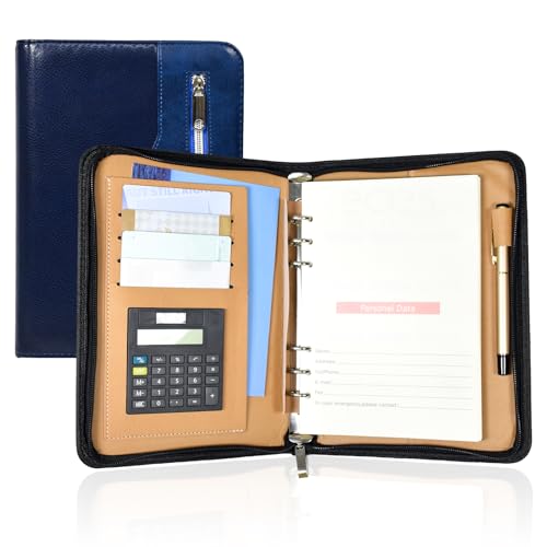 Elezeal Konferenzmappe aus PU-Leder, lose Blätter, A5, Ringbuch, persönliche Arbeit, Padfolio mit Taschenrechner, Reißverschlusstasche und nachfüllbaren Seiten, Business-Notizbuch, Organizer mit Elezeal Konferenzmappe aus PU-Leder, lose Blätter, A5, Ringbuch, persönliche Arbeit, Padfolio mit Taschenrechner, Reißverschlusstasche und nachfüllbaren Seiten, Business-Notizbuch, Organizer mit von Elezeal