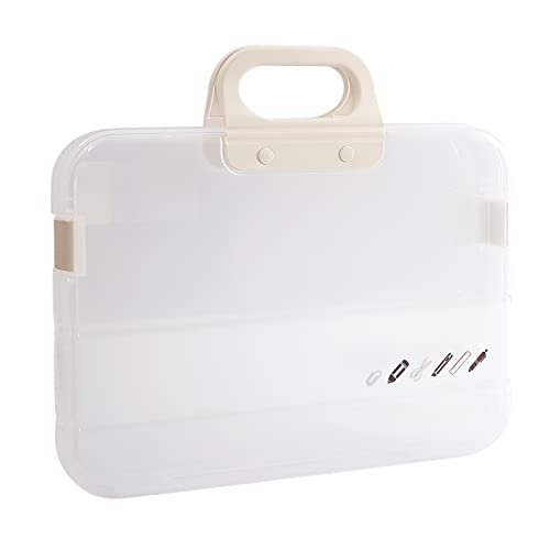 Elezeal Transparente Kunststoff-Aktenboxen mit Griff, stapelbare A4-Aktenbox, Papier-Organizer, Zertifikatshülle, Dokumentenbehälter, tragbare Aufbewahrungsbox, Bürobedarf von Elezeal