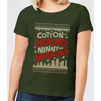 Elf Cotton-Headed-Ninny-Muggins Knit Damen Christmas T-Shirt - Dunkelgrün - M von Elf