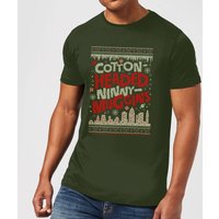Elf Cotton-Headed-Ninny-Muggins Knit Herren Christmas T-Shirt - Dunkelgrün - L von Elf