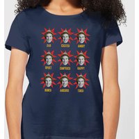 Elf Faces Damen Christmas T-Shirt - Navy Blau - M von Elf