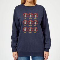 Elf Faces Damen Weihnachtspullover – Navy - M von Elf