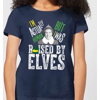 Elf Raised By Elves Damen Christmas T-Shirt - Navy Blau - L von Elf