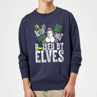 Elf Raised By Elves Weihnachtspullover – Navy - L von Elf
