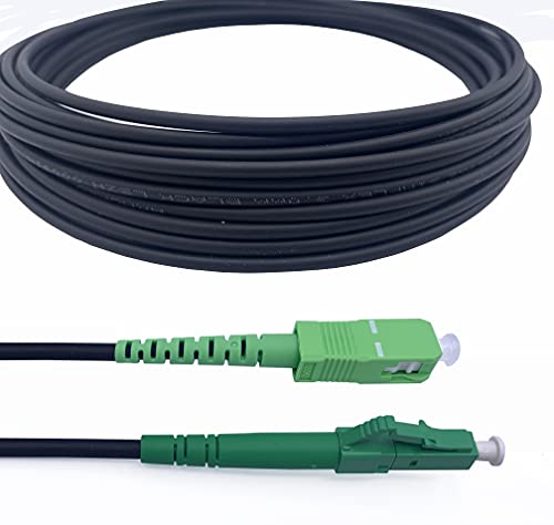 Elfcam® - 100m Gepanzerte Glasfaser-Kabel LC/APC auf SC/APC Simplex Singlemode, 9/125µm OS2, FTTH LWL Patchkabel, Schwarz (100M) von Elfcam