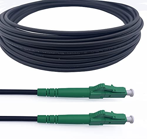 Elfcam® - 100m Gepanzerte Glasfaserkabel LC/APC auf LC/APC Stecker, Simple Singlemode 9/125μm OS2 Patchkabel, Schwarz (100M) von Elfcam