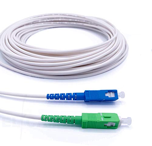 Elfcam® - 100m LWL Glasfaser-Kabel SC/APC auf SC/UPC Stecker, Simplex 9/125μm Patchkabel, Lichtwellenleiter LSZH, Weiß, 100 Meter von Elfcam