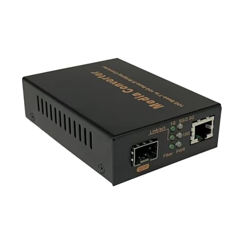 Elfcam® - 10Gb Ethernet LWL Medienkonverter , 10G Fiber Ethernet Konverter mit 1 x RJ45 10GbE Port auf 1 x 10GbE SFP+ Port von Elfcam