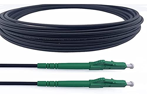 Elfcam® - 10m Gepanzerte Glasfaserkabel LC/APC auf LC/APC Stecker, Kompatibel mit Deutscher Telekom, Simplex Singlemode 9/125μm OS2 Patchkabel, Schwarz (10M) von Elfcam