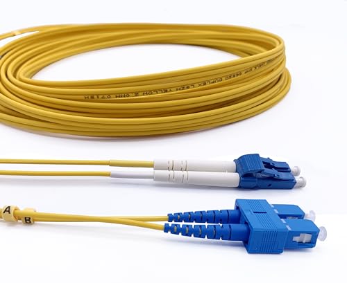 Elfcam® - 10m Glasfaser-kabel LWL LC/UPC zu SC/UPC, Glasfaser Patchkabel OS2 Singlemode Duplex 9/125um LSZH, 10M von Elfcam