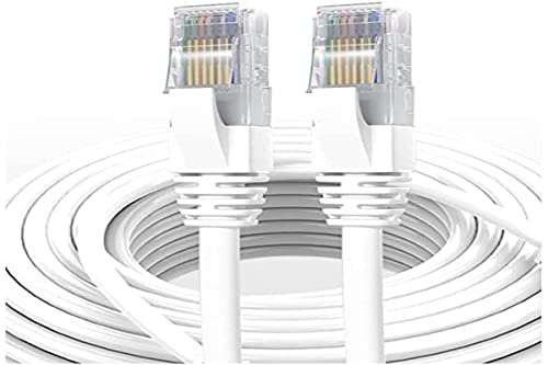 Elfcam® - 12 Meter Ethernet Kabel Cat 7 Rund, LAN/WLAN Kabel mit Vergoldetem RJ45 Stecker, Netzwerkkabel 100% Kupfer Starres Verlegekabel, SFTP, 28 AWG, Weiß, 12m von Elfcam