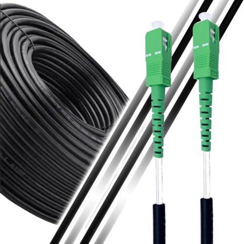 Elfcam® - 150m LWL Glasfaser-Kabel SC/APC auf SC/APC Stecker 5,0mm, Simplex Singlemode 9/125μm OS2, Patchkabel für den Innen- und Außenbereich, 150M von Elfcam
