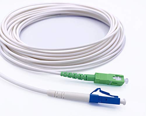 Elfcam® - 15m Glasfaserkabel SC/APC auf LC/UPC Simplex Singlemode 9/125 µm, LWL Patchkabel LSZH, Weiß (15M) von Elfcam