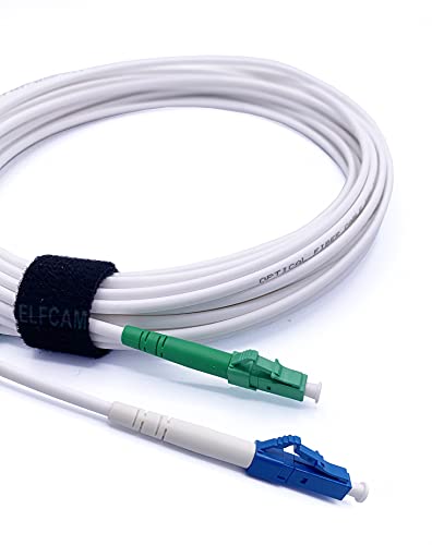 Elfcam® - 15m LWL Glasfaser-Kabel Simple LC/APC auf LC/UPC Stecker, 9/125μm OS2 Patchkabel, FTTH Lichtwellenleiter LSZH Weiß (15M) von Elfcam