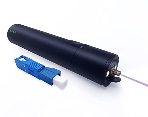 Elfcam® - 15mW Glasfaser-Kabel Tester mit Lithium-Ionen-Akku mit 1800mAh und Adapter SC auf LC, Optischer Kabeltester，15mW / 15KM von Elfcam