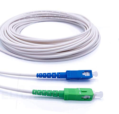 Elfcam® - 1m LWL Glasfaser-Kabel SC/APC auf SC/UPC Stecker, Simplex 9/125μm Patchkabel, Lichtwellenleiter LSZH, Weiß, 1 Meter von Elfcam