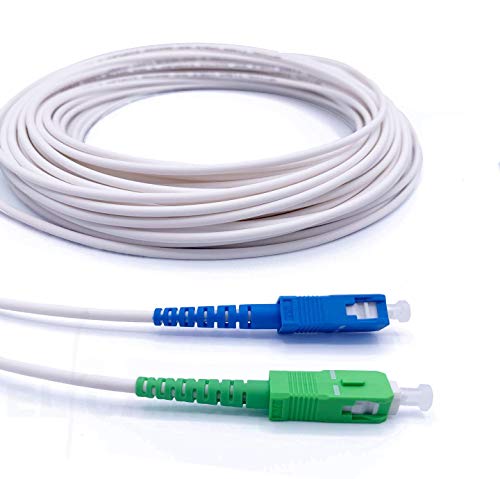 Elfcam® - 20m LWL Glasfaser-Kabel SC/APC auf SC/UPC Stecker, Simplex 9/125μm Patchkabel, Lichtwellenleiter LSZH, Weiß, 20 Meter von Elfcam