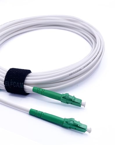 Elfcam® -20m LWL Glasfaser-Kabel Simplex LC/APC 8° zu LC/APC 8° Stecker, 9/125μm OS2 Patchkabel LSZH, FTTH Lichtwellenleiter, Weiß (20M) von Elfcam