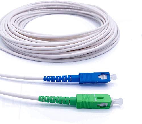 Elfcam® - 25m Glasfaserkabel/Verlängerung (Freebox) - SC-APC auf SC-UPC Singlemode Simplex Patchkabel - Verstärkte Abschirmung und Stecker - Hochzuverlässiger Verlust - Weiß, 25m von Elfcam