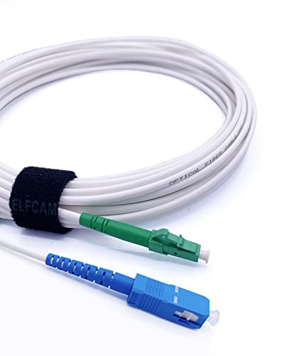 ElfcamⓇ - 30m Glasfaser-Kabel LC/APC auf SC/UPC Stecker, Simplex Singlemode 9/125μm OS2 LWL Patchkabel, Weiß,（30m） von Elfcam