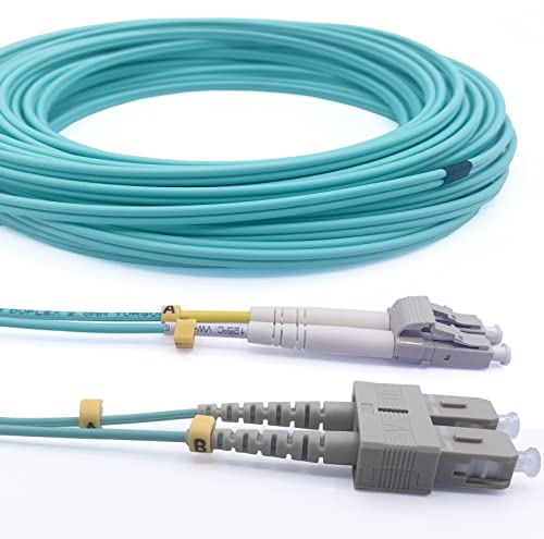 Elfcam® - 40m LWL Glasfaser-Kabel OM3 SC/UPC auf LC/UPC Stecker, Multimode Duplex 50/125um Patchkabel LSZH Lichtwellenleiter, 40 Meter von Elfcam