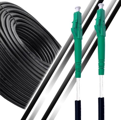 Elfcam® - 60m Glasfaser Kabel LWL für den Innen- und Außenbereich, LC/APC auf LC/APC OS2 Simplex-Monomode Deutsche Telekom FTTH Lichtwellenkabel, Kabeldurchmesser 5,0 mm, 60Meter von Elfcam