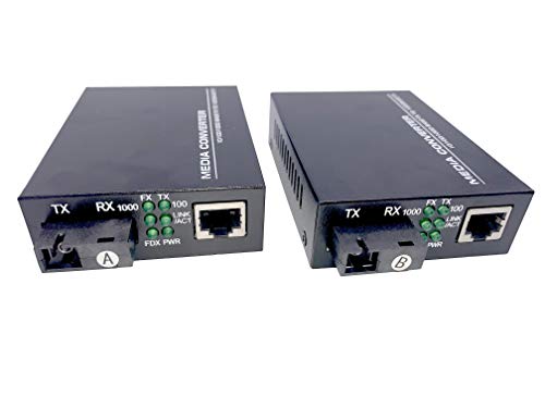 Elfcam® - Ethernet-Faser-Konverter, ausgestattet mit 1,25 G SFP (Mini-GBIC) mit Glasfaser, SC Monomode, Ports, bis zu Einer Entfernung von 20 km, 1 RJ45-Port von Elfcam
