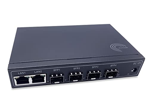 Elfcam® - Gigabit Ethernet LAN Switch mit 4 x Gigabit SFP 1,25G Ports und 2 x Gigabit Ethernet Port 10/100/1000Mbps, Plug-and-Play Gigabit Switch LAN Splitter (4 SFP-Ports) von Elfcam