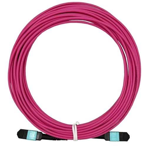 Elfcam® - Glasfaserkabel MPO Buchse auf MPO Buchse, Multimode OM4, Typ B,Lila,(20m, 12 Fasern) von Elfcam