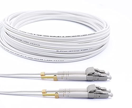 Elfcam® - 100m LC/UPC zu LC/UPC OM3 Multimode Duplex 50/125um LSZH Glasfaserkabel (Optisches Jumper), Farbe Weiß,100Meter von Elfcam