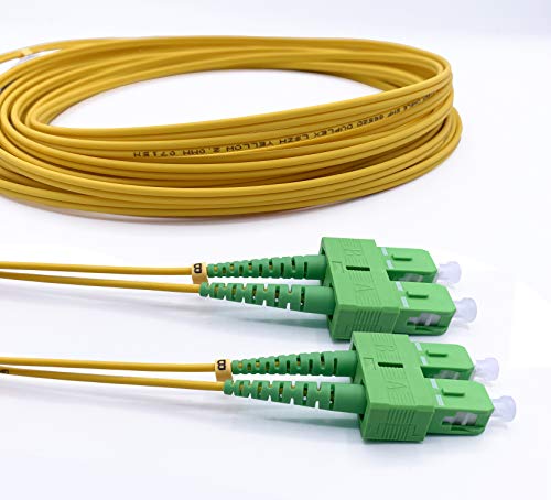 Elfcam® - LWL Glasfaser-Kabel SC/APC auf SC/APC Stecker, Duplex Singlemode 9/125μm OS2 Patchkabel, Lichtwellenleiter LSZH (15M) von Elfcam