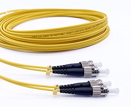 Elfcam® - LWL Glasfaser-Kabel ST/UPC auf ST/UPC Stecker, OS2 Duplex 9/125 Patchkabel, Lichtwellenleiter LSZH Mantel, 30M von Elfcam