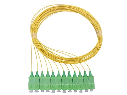 Elfcam® - LWL Pigtail Set Singlemode OS2 mit Steckertyp SC/APC, Besteht aus 12 Einzelnen Glasfaser-Pigtails, Gelb von Elfcam