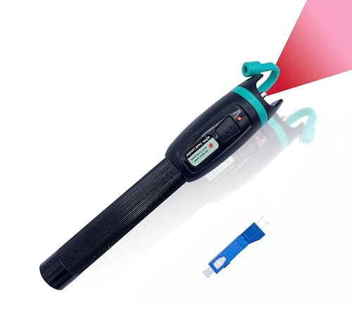 Elfcam® - Universal FTTH VFL optischer Stift, optische Fehlersuche, Lieferung mit Adapter SC männlich 2,5 mm auf LC weiblich 1,25 mm, Glasfaserkabeltester SC FC St LC, 50 mW/50 km von Elfcam
