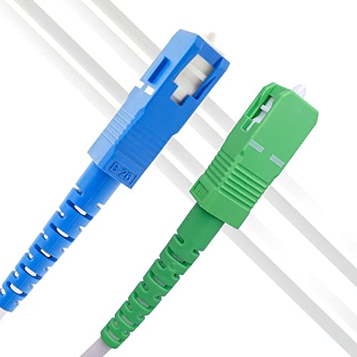 Elfcam - 0,5m Glasfaser-Kabel SC/APC auf SC/UPC Stecker, Simplex Singlemode 9/125μm OS2 LWL Patchkabel, Weiß,（0,5m） von Elfcam
