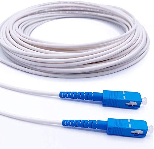 Elfcam - 2m Glasfaserkabel SC/UPC auf SC/UPC Simplex Singlemode, Kompatibel mit FTTH-Glasfaserkabel, LWL kabel Weiß (2M) von Elfcam