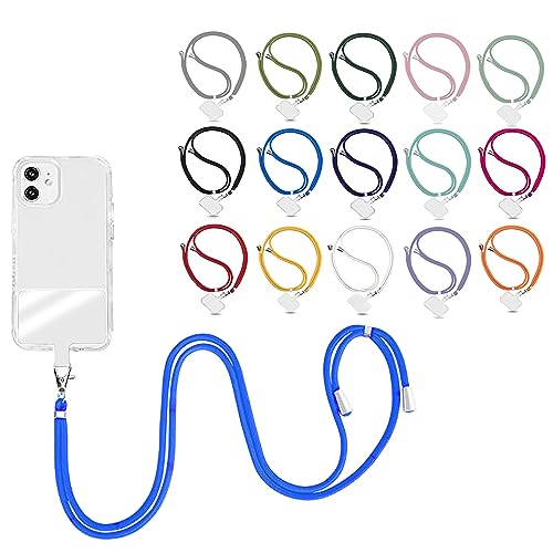 Elfon Universelle Handykette für alle Handys iPhone Samsung Huawei, Band und Plättchen für Handyhülle zum Umhängen, Gurtband für Handyhülle, Kettenhülle Lanyard (Blau) von Elfon