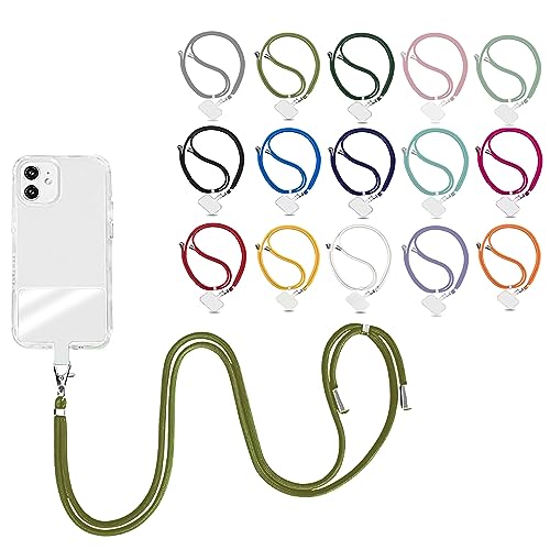 Elfon Universelle Handykette für alle Handys iPhone Samsung Huawei, Band und Plättchen für Handyhülle zum Umhängen, Gurtband für Handyhülle, Kettenhülle Lanyard (Camouflage) von Elfon