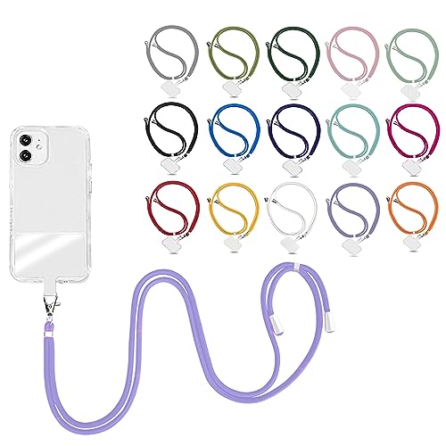 Elfon Universelle Handykette für alle Handys iPhone Samsung Huawei, Band und Plättchen für Handyhülle zum Umhängen, Gurtband für Handyhülle, Kettenhülle Lanyard (Lila) von Elfon