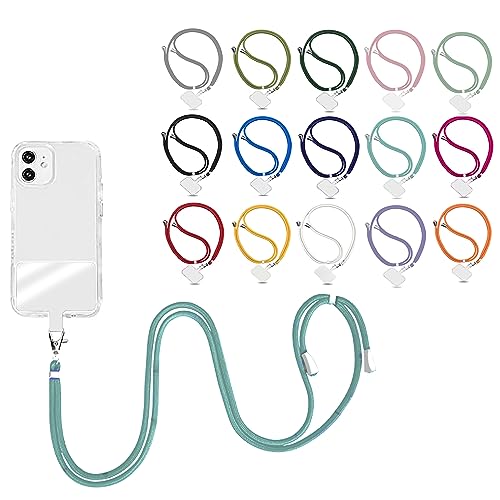 Elfon Universelle Handykette für alle Handys iPhone Samsung Huawei, Band und Plättchen für Handyhülle zum Umhängen, Gurtband für Handyhülle, Kettenhülle Lanyard (Minze) von Elfon