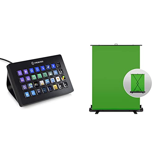 Elgato Stream Deck XL, Fortschrittliche Stream-Steuerung, 32 frei Anpassbare LCD-Tasten & Green Screen Chroma-Key-Panel (zur Hintergrundentfernung mit automatisch arretierendem Rahmen), (148x180 cm) von Elgato