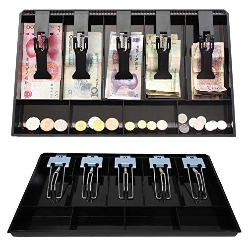 ElgnAura Cash Drawer Insert Tray, Currency Storage Box with 5 Bill / 4 Currency Compartments for Organized Cash Handling (Black) von ElgnAura