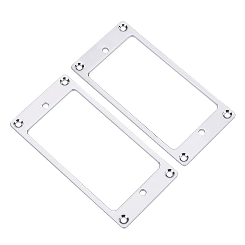 ElgnAura Metal Humbucker Pickup Mounting Ring, 2 Pcs Chrome Guitar Pickup Frame Replacement for Les Paul LP Style Electric Guitar or Precision Bass (Silver) von ElgnAura