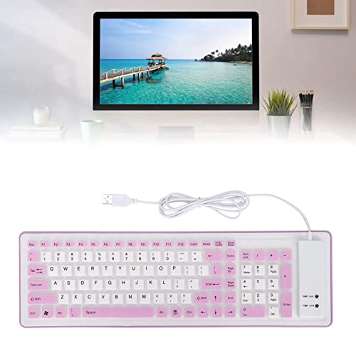 ElgnAura Wetterfestes Stummschalttaste, Faltbare Silikon -Tastatur mit 103 Tasten, USB -Verdrahtung für Reise- und Heimgebrauch (Violett) von ElgnAura