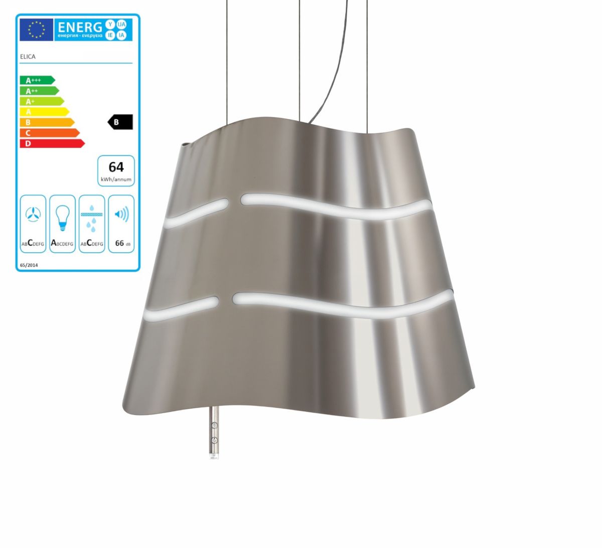Elica Platinum Wave IX/F/51 Inselhaube 51 cm Edelstahl abgehängte Haube Umluft von Elica